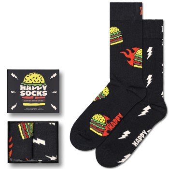 Se Happy socks Happy Sock Blast Off Burger Socks Gift Set Strømper 2P Sort mønstret Str 36/40 ved Timarco