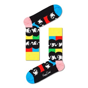 Se Happy socks Strømper Beatles All Together Now Sock Sort mønstret bomuld Str 41/46 ved Timarco