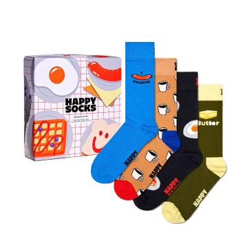 Happy socks Strømper 4P Breakfast Gift Set Blå Mønster bomuld Str 41/46