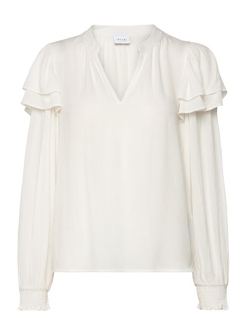 Vila Vitheo L/S Flounce Top Vila White