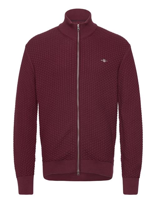 GANT Cotton Texture Zip Cardigan GANT Burgundy