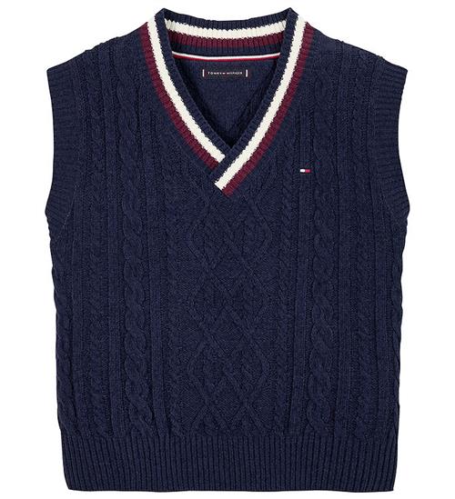 Se Tommy Hilfiger Tommy Hilfiger Vest - Strik - Global Chenille - Desert Sky ved KidsWorld