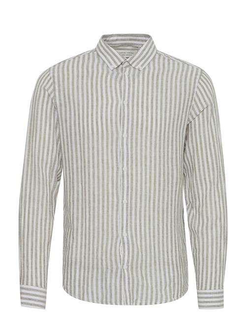 Casual Friday Cfanton Ls Bd Striped Linen Mix Shi Casual Friday Green