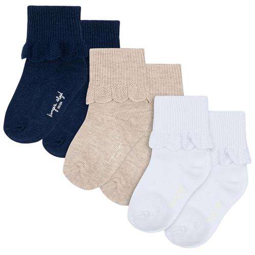 Konges Sløjd 3 Pack Frill Strømpe White/Navy/Beige | Hvid | 19-21 EU