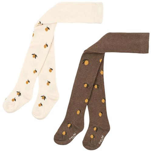 Se Konges Sløjd 2 Pack Jacquard Strømpebukser Lemon | Beige | 110/116 cm ved Babyshop