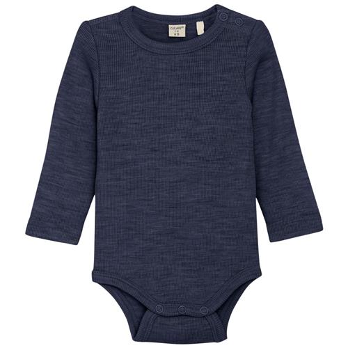 Se Celavi Uld-bodysuit Naval Academy Melange | Marine blå | 60 cm ved Babyshop