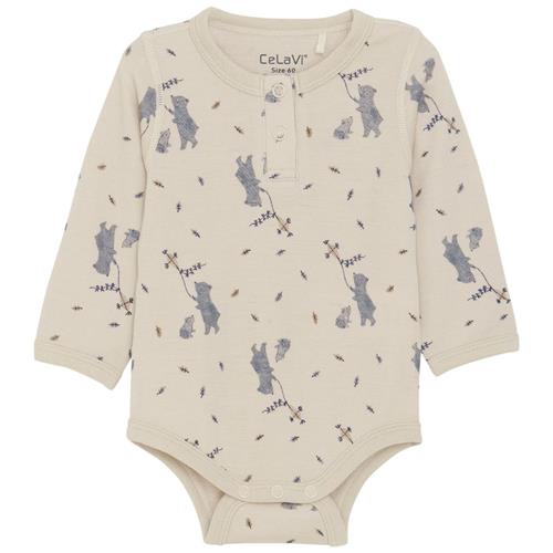 Celavi Mønstret Babybody Stormy Weather | Beige | 90 cm