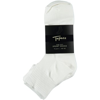 Topeco Strømper 4P Mid Cut Sport Socks Hvid polyamid Str 40/45 Herre