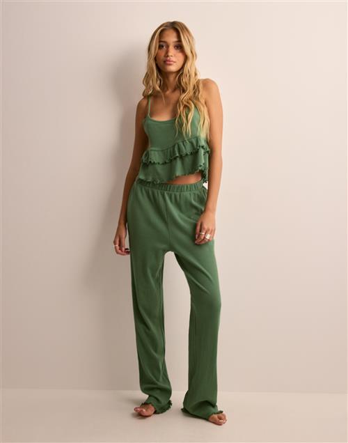 Only - Grøn - Onlwilma Waffle Crop Nightwear Set