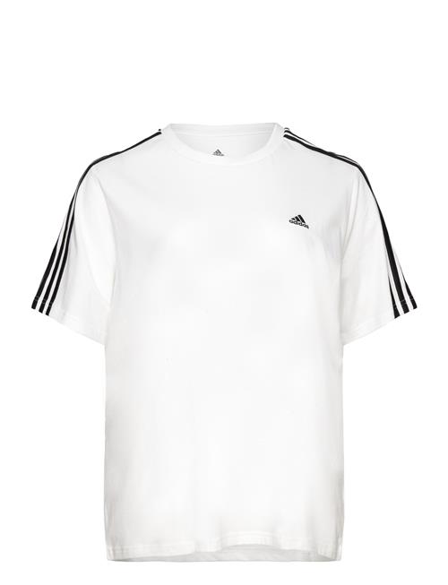 Se adidas Sportswear Essentials Slim 3-Stripes T-Shirt Adidas Sportswear White ved Booztlet