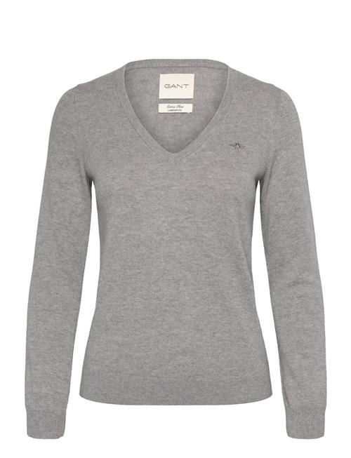 GANT Extrafine Lambswool Blend V-Neck GANT Grey