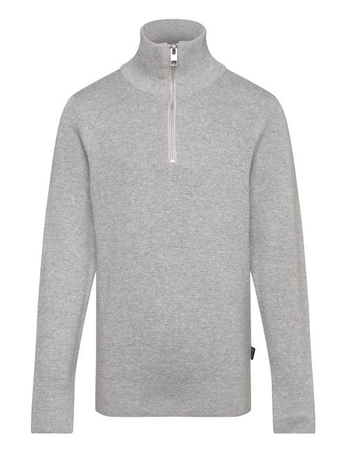 Se Jack & Jones Jprblamilano Stitch Knit Half Zip Jnr Jack & J S Grey ved Booztlet