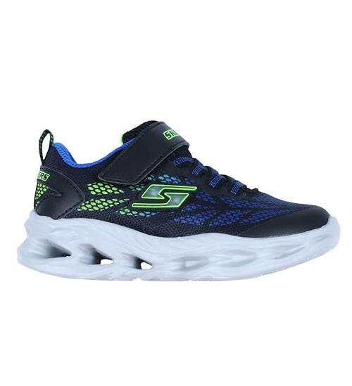 Se Skechers Skechers Sko m. Lys - Vortex Flash - Black/Blue/Lime ved KidsWorld