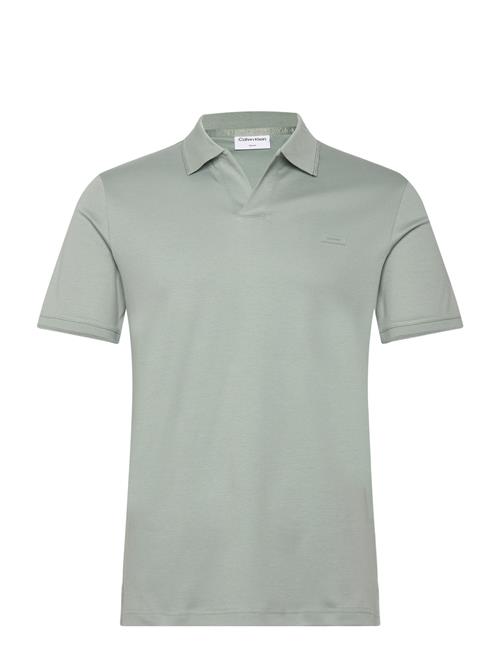 Se Calvin Klein Smooth Cotton Open Placket Polo Calvin Klein Green ved Booztlet