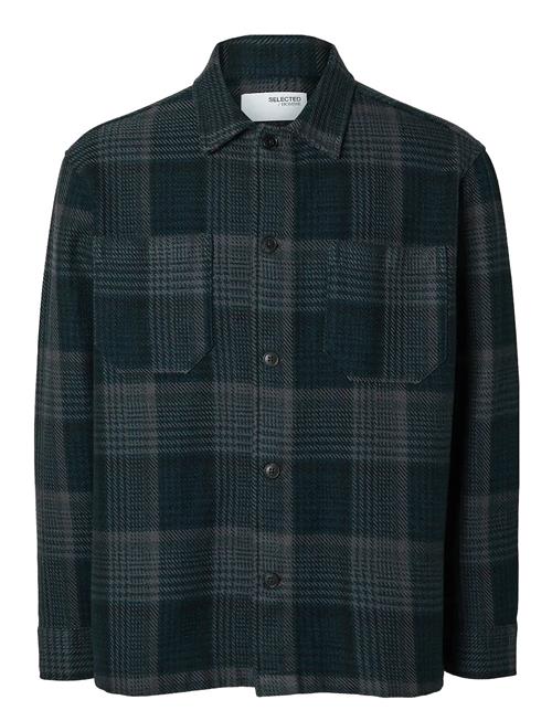 Slhboxy-Houndstooth Big Check Overshirt Selected Navy