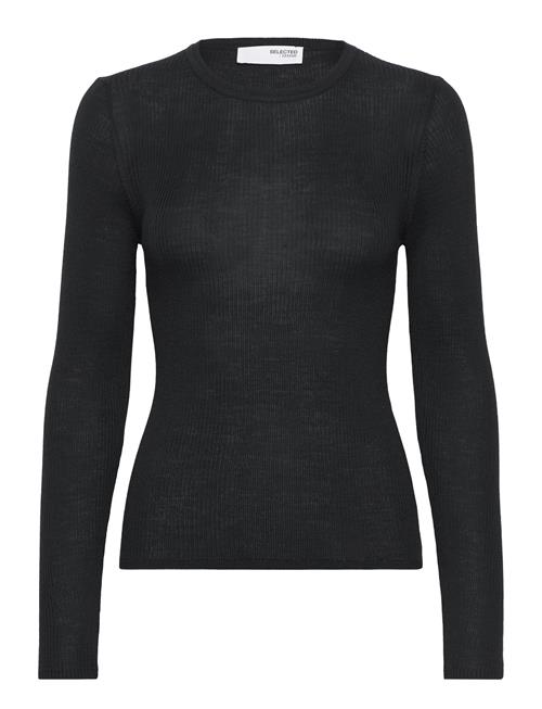 Slfnaja Ls Knit O-Neck Selected Black