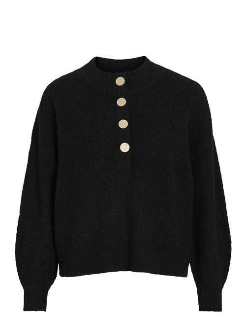 Vialva Highneck L/S Button Knit Top/R Vila Black