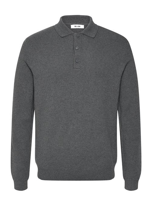 ONLY & SONS Onsphill Reg 12 Rib Ls Polo Knit ONLY & SONS Grey