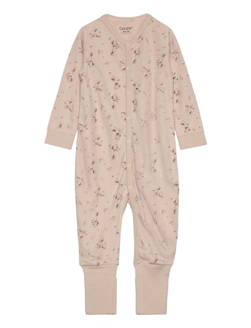 Se CeLaVi Jumpsuit Ls - Aop CeLaVi Beige ved Booztlet