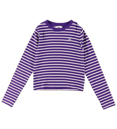 GANT Gant Bluse - Cropped - Rib - Pansy Purple/Hvidstribet