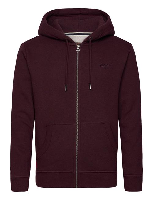 Essential Logo Zip Hoodie Superdry Burgundy