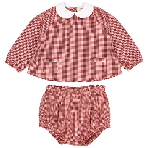 Copenhagen Colors Check Baby Set  Red Check Combi | Rød | 80 cm