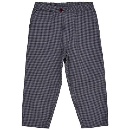 Copenhagen Colors Check Pant w. Fake Fly  Navy Check Combi | Marine blå | 98 cm