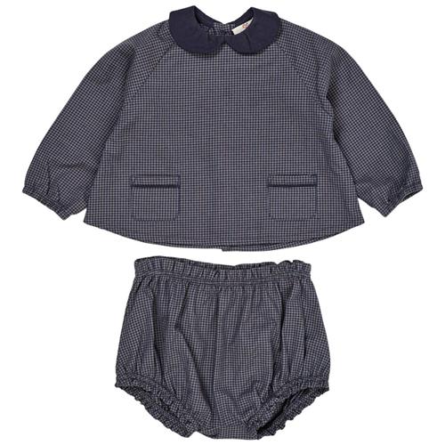 Copenhagen Colors Check Baby Set  Navy Check Combi | Marine blå | 62 cm