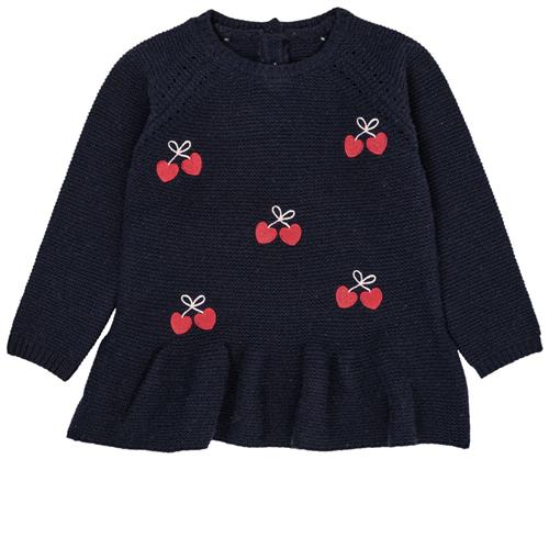 Copenhagen Colors Lambwool Blouse w  Frill & Bow Emb  Navy | Marine blå | 98 cm