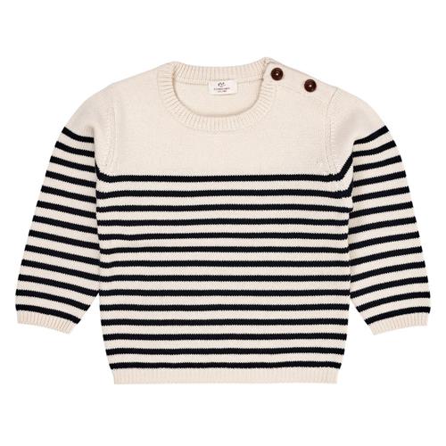 Copenhagen Colors Knitted Striped Sailor Jumper  Cream Navy Combi | Marine blå | 80 cm