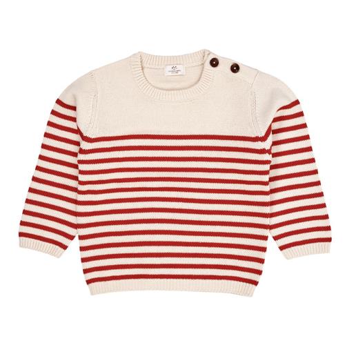 Copenhagen Colors Knitted Striped Sailor Jumper  Cream/Red Combi | Rød | 122 cm