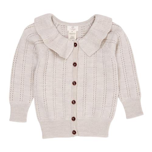 Copenhagen Colors Merino Pattern Cardigan w Collar  Pale Cream Melange |  | 122 cm