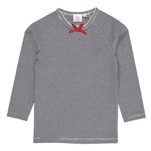 Copenhagen Colors Striped Ls Tee w Bow  Navy/Cream Stripe | Marine blå | 98 cm