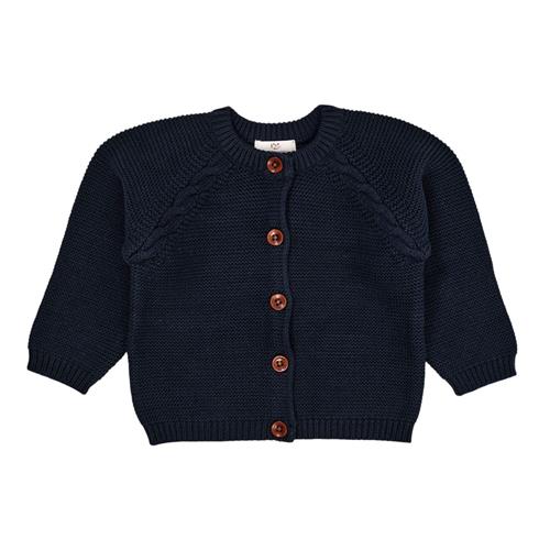 Copenhagen Colors Classic Baby Cotton Cable Cardigan  Navy | Marine blå | 68 cm