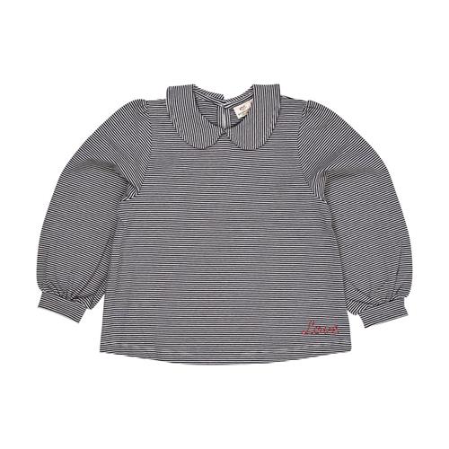 Copenhagen Colors Striped Blouse w Collar Ls  Navy/Cream Stripe | Marine blå | 104 cm
