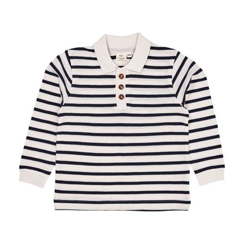 Copenhagen Colors Striped Pique Polo W LS  Navy/Cream Stripe | Marine blå | 80 cm