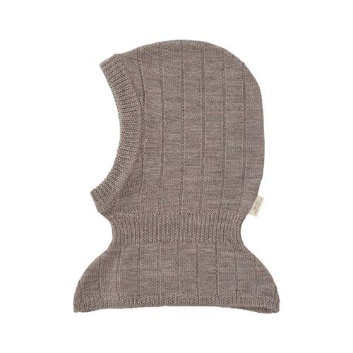 Copenhagen Colors Rib Knitted Balaclava In Merino Wool  Natural Melange | Beige | 48/50 cm