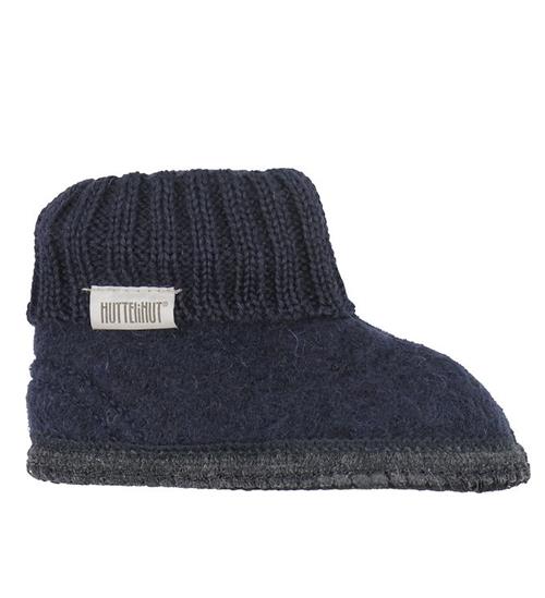 Se Huttelihut Hjemmesko - Uld - Dark Navy ved KidsWorld