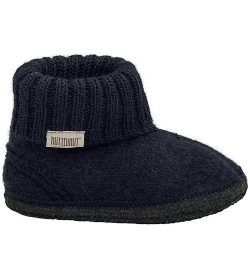 Se Huttelihut Huttelihut Hjemmesko - Uld - Dark Navy ved KidsWorld