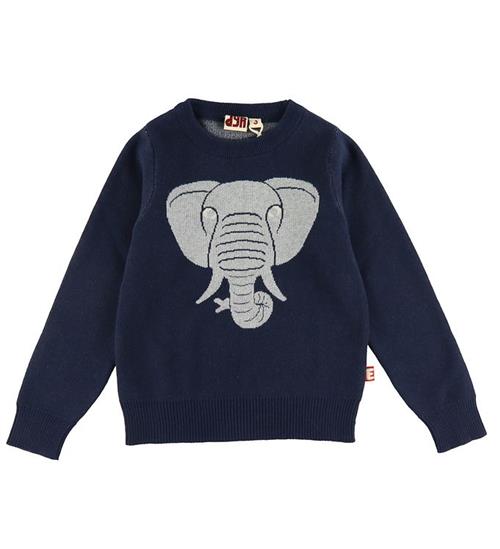 Se DYR-Cph Sweatshirt - Dyractic Cotton Sweater - Dk Navy Elefant ved KidsWorld