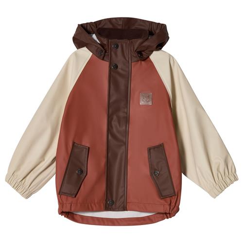 Se Kuling Edinburgh Kontrastfarvet Genanvendt Regnjakke Warm Sienna/Brown | Brun | 98/104 cm ved Babyshop