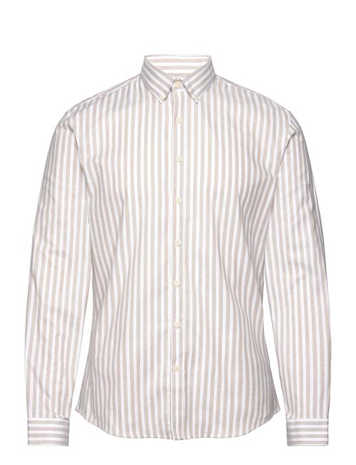 Lindbergh Striped Superflex Oxford L/S Lindbergh Beige