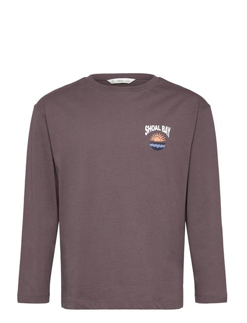 Mango Printed Long Sleeve T-Shirt Mango Burgundy