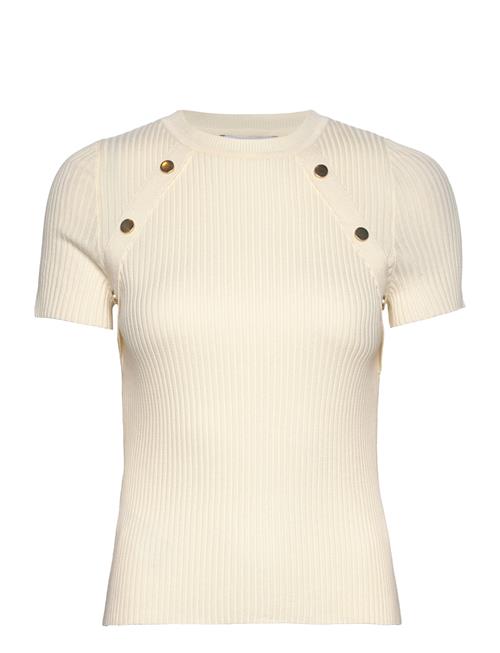 Se Mango Short-Sleeved Ribbed Sweater With Buttons Mango Cream ved Booztlet