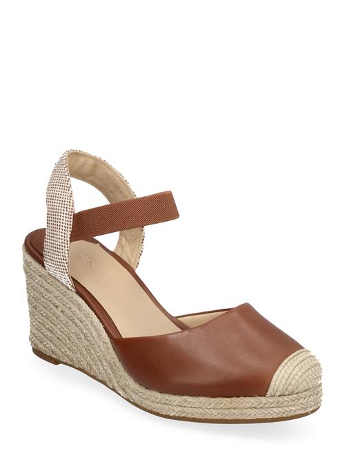 Se Lauren Ralph Lauren Pearle Ii Leather & Canvas Espadrille Lauren Ralph Lauren Brown ved Booztlet