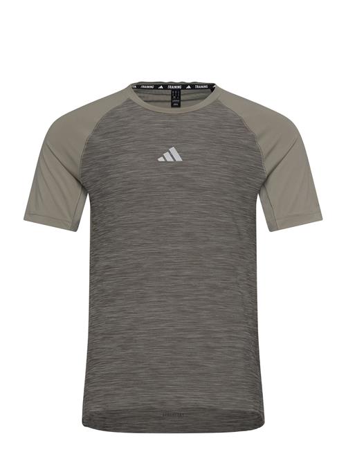 Se adidas Performance Adidas Gym+ Training 3-Stripes T-Shirt Adidas Performance Khaki ved Booztlet