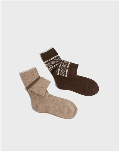 Only - Brun - Onlgudrun Wool Socks 2-Pack Acc