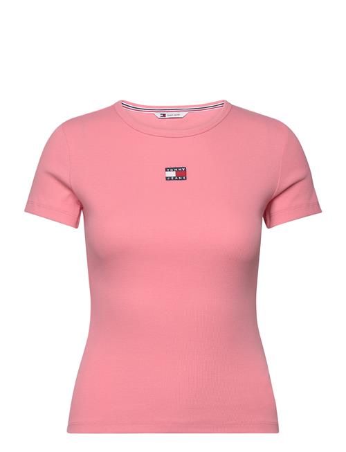 Tommy Jeans Tjw Slim Badge Rib Tee Tommy Jeans Pink