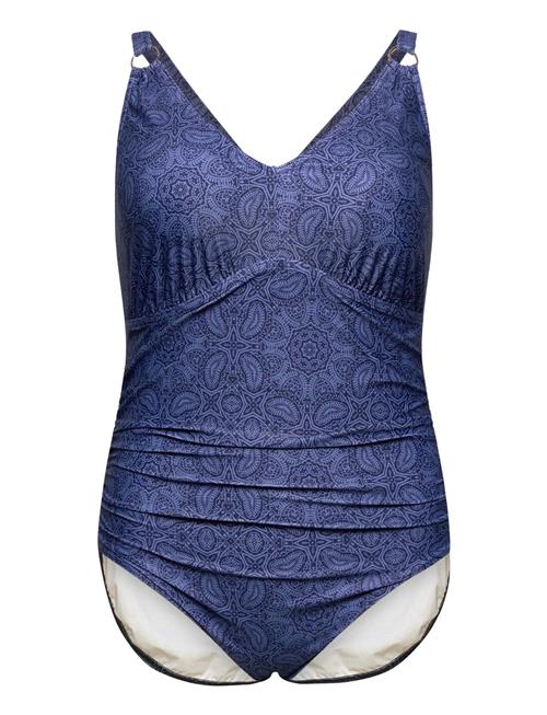 Speedo Womens Shaping Printed V Neck 1 Pc Speedo Blue