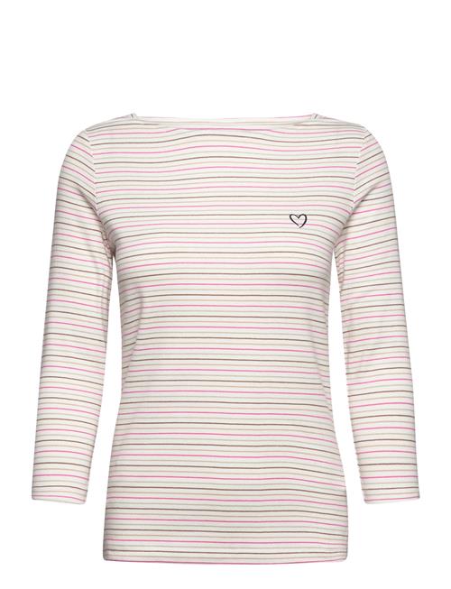 Se Tom Tailor T-Shirt Boat Neck Stripe Tom Tailor Pink ved Booztlet